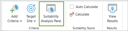 Suitability Analysis pane button on the ribbon