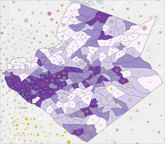 Map showing ACS centroids